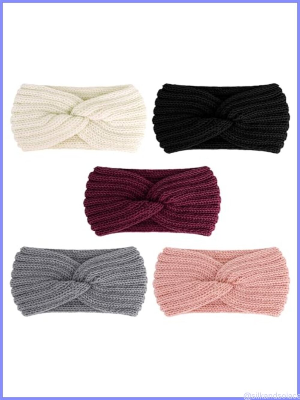Knit Wide Winter Headbands Ear Warmers Stretchable 5 Pack
